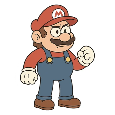 mario character flat toon cartoon style sticker