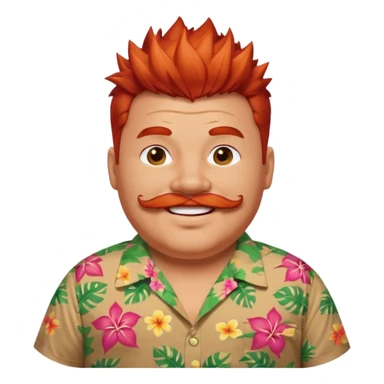 fat spiky haired happy man, red haired and mustache sticker