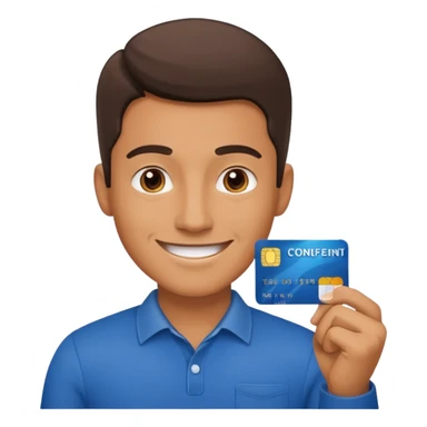 man with debit card sticker