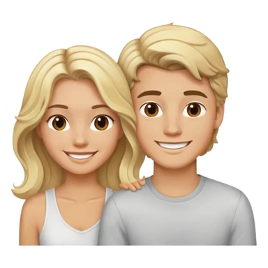 Hot blonde with mid length wavy hair and brunette white boy smiling  sticker