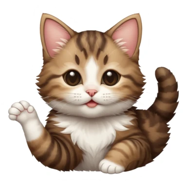 dark brown tabby and white kitten upside down with eyes closed sticker