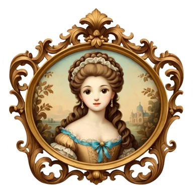 Vintage brown rococo painting art sticker