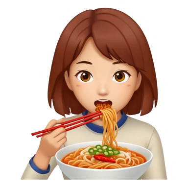 Aya nakamura eating spicy buldak noodles  sticker