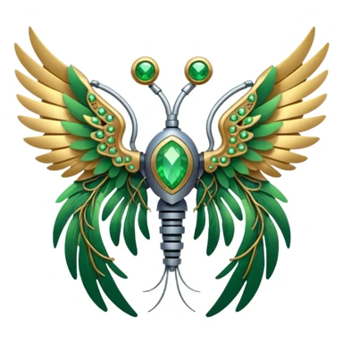 robot wings with vines and gems sticker