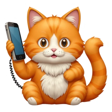 phone，The orange cat is sitting and making a phone call. sticker