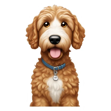 Ginger golden doodle with white nose and white tuft on head sticker