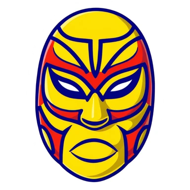A vibrant purple and blue luchador mask with decorative patterns sticker