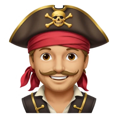 pirate captain blindfolded wearing pirate hat smiling sticker