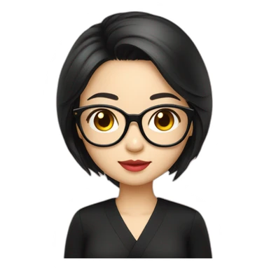 cute-singaporean-chinesegirl-in-black-dress-with-black-hair and golden glasses sticker