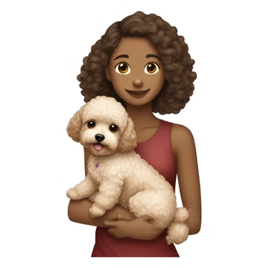 Poodle maltipoo hugging brown hair lite skin girl sticker