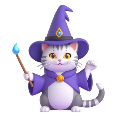 kitty wizard casting a spell sticker