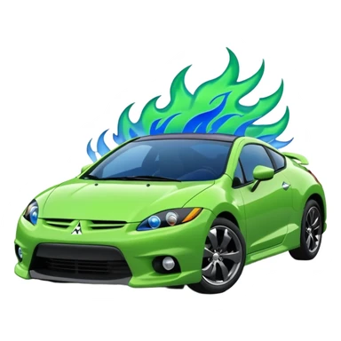 MITSUBISHI ECLIPSE Color green and Flames Color Blue sticker