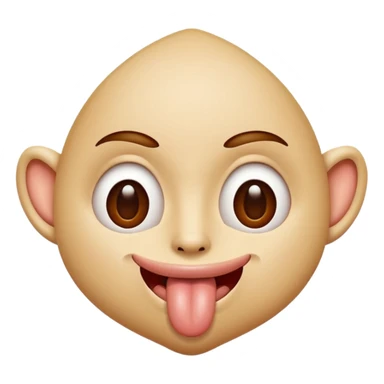 tête qui tire la langue sur le côté avec la bouche de côté et faisant des amandes avec ses yeux sticker