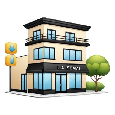 three beauty salon buildings connected by lines sticker