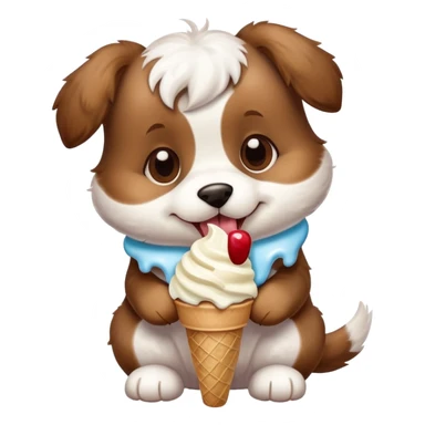 puppy dog eating ice cream sticker