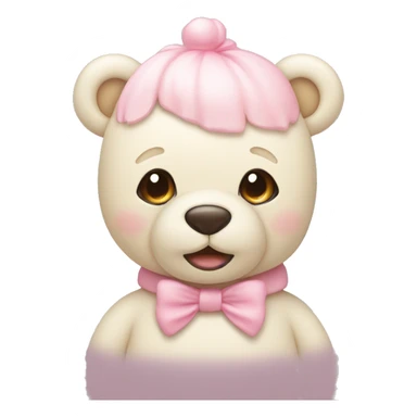 Cream colored teddy bear with pastel pink on top of head sticker