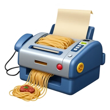 fax machine made of spam meat with spaghetti coming out sticker