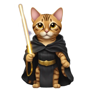Bengal cat dressed as emperor palpatine with lightning bolts coming out of its paws sticker