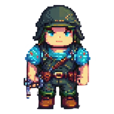 mercenary, pixel art, retro video game look sticker