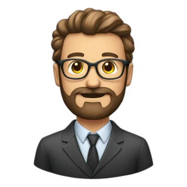 Profesor con pelo moreno, barba y gafas sticker