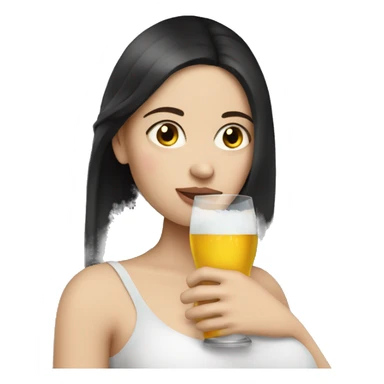 Pregnant women with dark hair and white Skin drinking eine  sticker