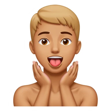  person with hands on neck crossed choking themselves with tongue out slightly happy  sticker