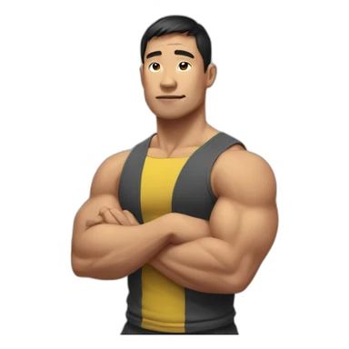 Asian CrossFiter crosses his arms sticker