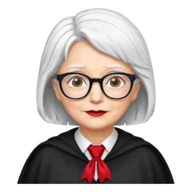 An older woman with glasses and white hair, in a red tie and black cape (might resemble Professor McGonagall). sticker