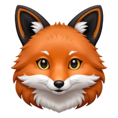 une tête de renard trop kawaii avec des poils noirs à la place de tout les poils blancs sticker