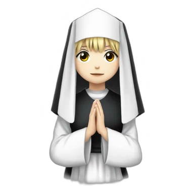 Misa Amane from death note dressed as a nun and praying half turn sticker