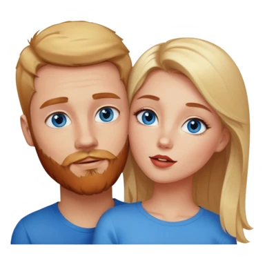 Hot blonde girl with bright blue eyes kissing reddish-browish blue eyed white guy with reddish-brownish beard sticker