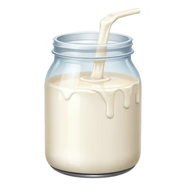a jar of milk but the top is sticky and its dripping but theres no lit sticker
