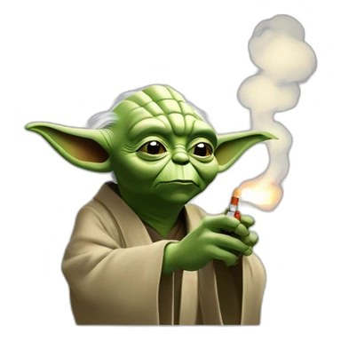 :maître Yoda qui fume un cigare : sticker