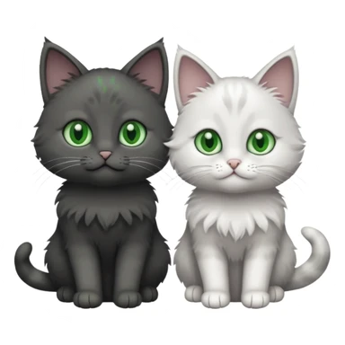 2 different coloured small cats including a dark grey and white and a completely solid dark grey with green eyes and only white paws sticker