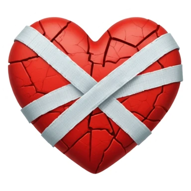 A broken red heart with a band-aid sticker