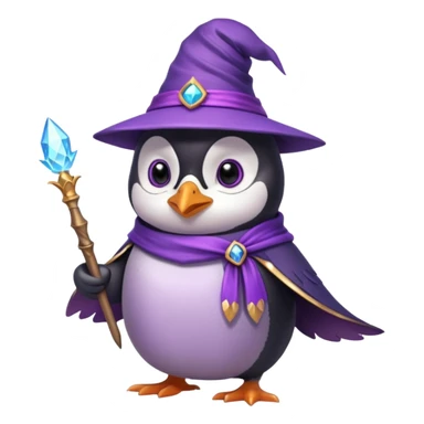 Purple wizard penguine sticker