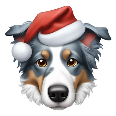 border collie blue merle sleeping with blue eyes wearing Christmas hat sticker