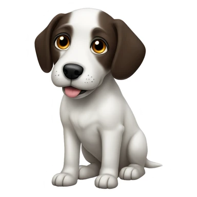 White dog with black nose, dark brown eyes, floppy ears, and faint greyish spots sticker