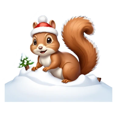 squirrel poking its head out of snow hill with christmas lights wrapped around head sticker