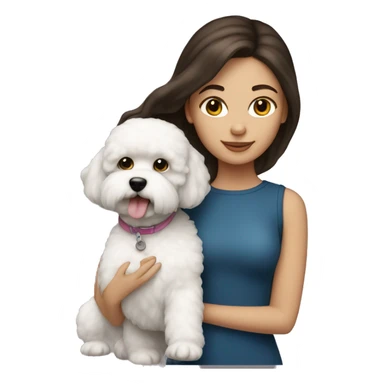 Brunette girl with bichon frise sticker
