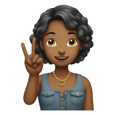 Girl giving a piece sign sticker