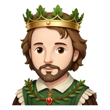 Shakespeare wearing a laurel wreath crown as the Bard sticker
