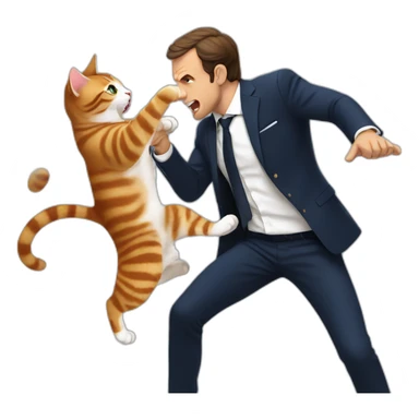 macron fight with a cat sticker