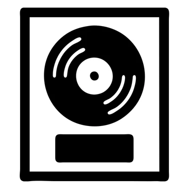 solid icon of a framed platinum record award, simple and bold sticker