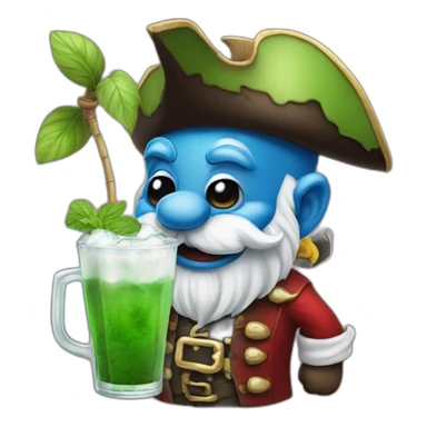 pirate Papa Smurf drinking mojito sticker