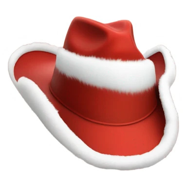 red cowboy hat that mimic the style of a santa hat that is red with white fur trim sticker