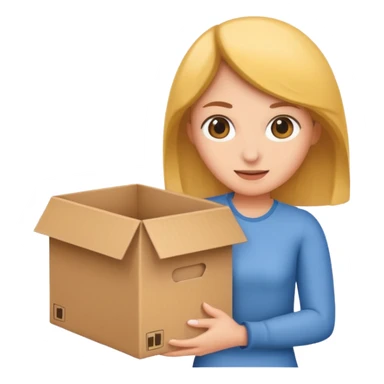 woman holding cardboard box sticker