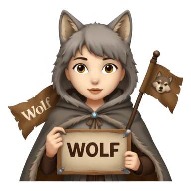 Wolf girl holding a banner that say #Wolf99 sticker