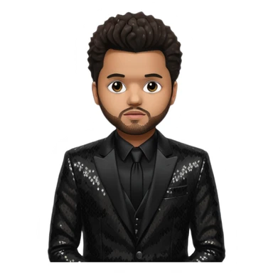 The Weeknd with Dark Brown Hair, Black Sequin Suit  sticker