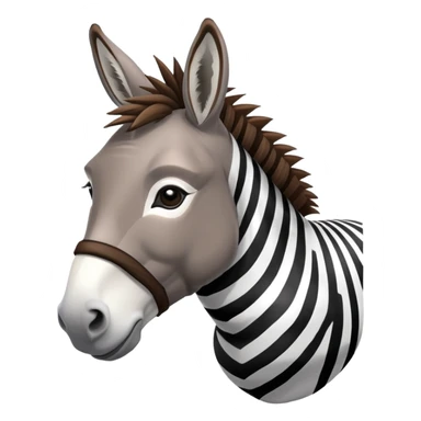 A donkey with a zebra head, donkey body with brown fur and zebra head with black and white stripes sticker
